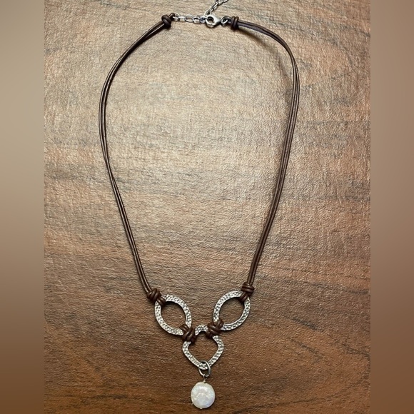 Retired Silpada Coin Pearl Necklace - Picture 2 of 6